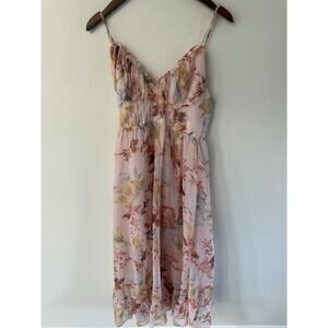 Indikah Maxi Dress Jessinta Midi Blush Floral Chiffon Size Large Sleeveless New